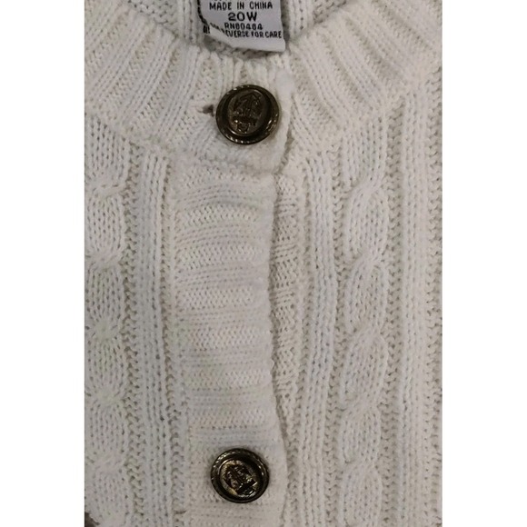 Vintage Jessica Stevens Cable Knit Chunky Fisherman Cardigan Sweater Ivory 20W - Picture 4 of 9
